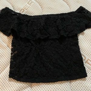 black lace crop top